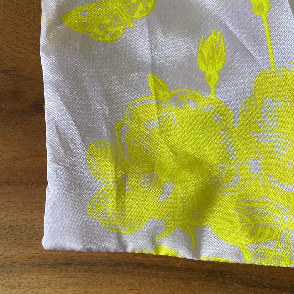 Lavender and yellow satin drawstring bag for travel or gift wrap